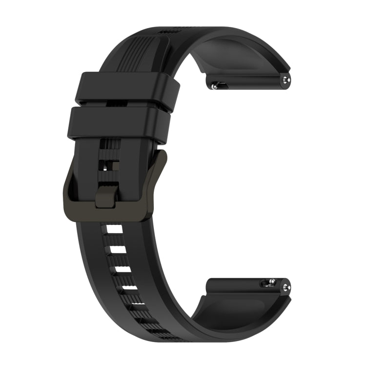 For Honor Watch GS 4 Striped Stainless Steel Buckle Silicone Watch Band(Black) - Watch Bands by PMC Jewellery | Online Shopping South Africa | PMC Jewellery