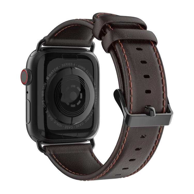 For Apple Watch Ultra 49mm DUX DUCIS Business Genuine Leather Watch Strap(Coffee) - Watch Bands by DUX DUCIS | Online Shopping South Africa | PMC Jewellery | Buy Now Pay Later Mobicred