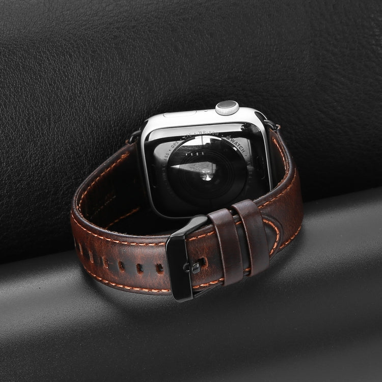 For Apple Watch Ultra 49mm DUX DUCIS Business Genuine Leather Watch Strap(Coffee) - Watch Bands by DUX DUCIS | Online Shopping South Africa | PMC Jewellery | Buy Now Pay Later Mobicred