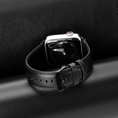 For Apple Watch Series 10 42mm DUX DUCIS Business Genuine Leather Watch Strap(Black) - Watch Bands by DUX DUCIS | Online Shopping South Africa | PMC Jewellery | Buy Now Pay Later Mobicred