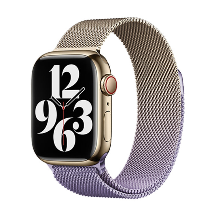 For Apple Watch SE 2023 40mm Milan Gradient Loop Magnetic Buckle Watch Band(Gold Lavender) - Watch Bands by PMC Jewellery | Online Shopping South Africa | PMC Jewellery