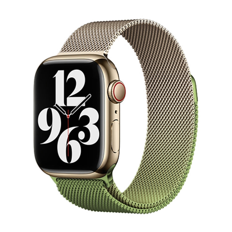 For Apple Watch SE 2023 40mm Milan Gradient Loop Magnetic Buckle Watch Band(Gold Green) - Watch Bands by PMC Jewellery | Online Shopping South Africa | PMC Jewellery