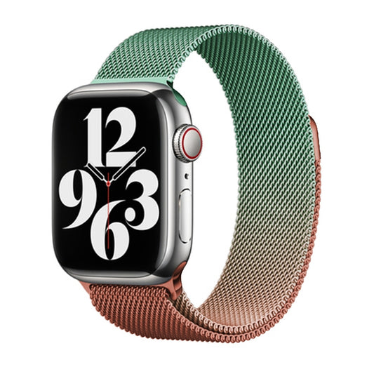 For Apple Watch Ultra 2 49mm Milan Gradient Loop Magnetic Buckle Watch Band(Orange Green) - Watch Bands by PMC Jewellery | Online Shopping South Africa | PMC Jewellery