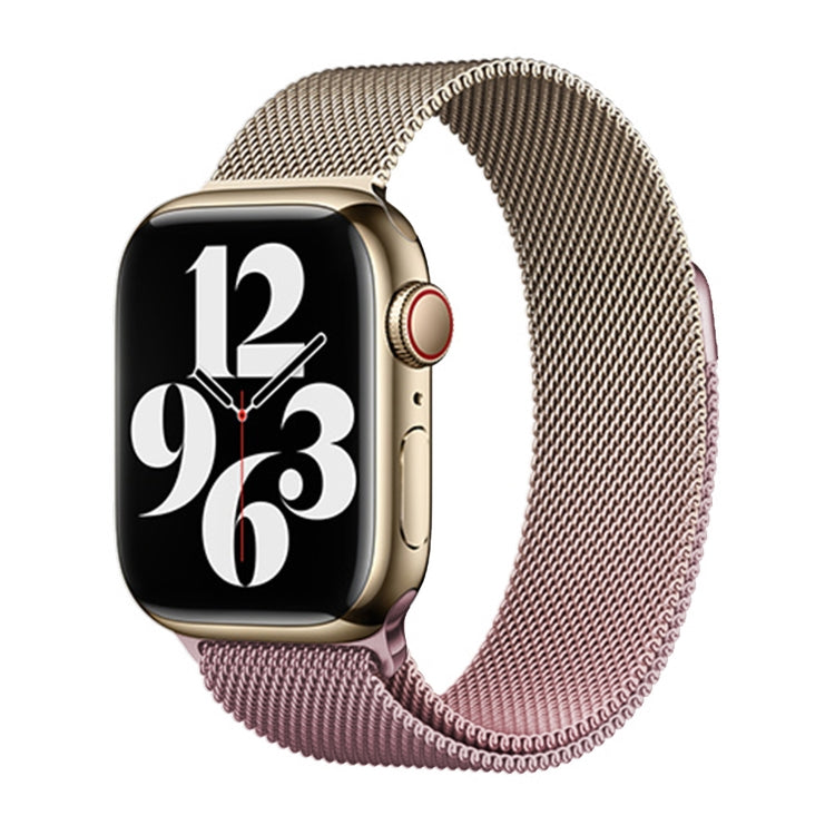 For Apple Watch SE 44mm Milan Gradient Loop Magnetic Buckle Watch Band(Gold Light Pink) - Watch Bands by PMC Jewellery | Online Shopping South Africa | PMC Jewellery