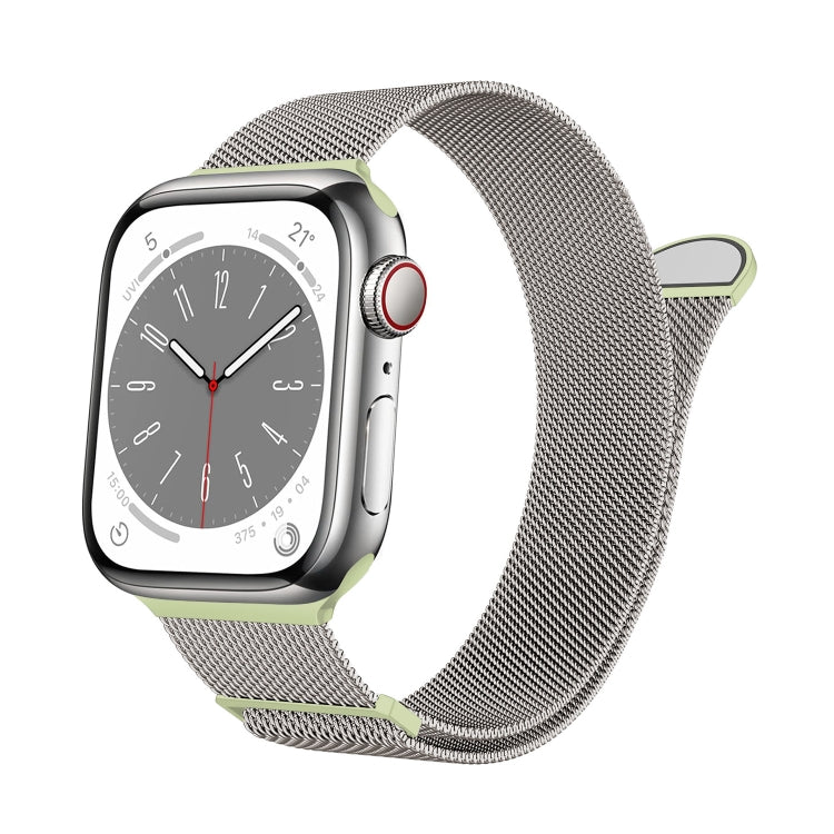 For Apple Watch Series 9 45mm Two Color Milanese Loop Magnetic Watch Band(Starlight Green) - Watch Bands by PMC Jewellery | Online Shopping South Africa | PMC Jewellery