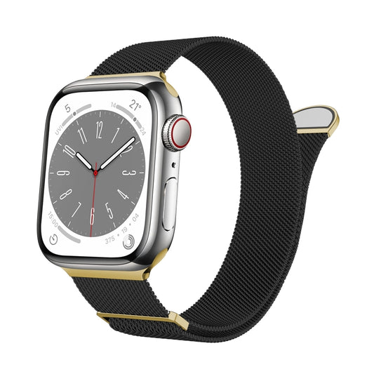 For Apple Watch Series 6 40mm Two Color Milanese Loop Magnetic Watch Band(Black Gold) - Watch Bands by PMC Jewellery | Online Shopping South Africa | PMC Jewellery