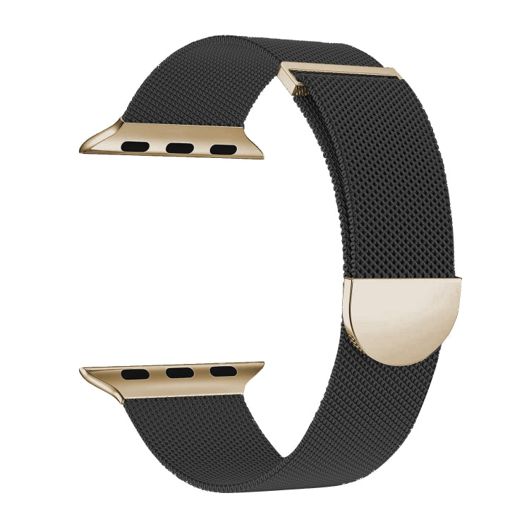 For Apple Watch Series 4 44mm Two Color Milanese Loop Magnetic Watch Band(Black Gold) - Watch Bands by PMC Jewellery | Online Shopping South Africa | PMC Jewellery