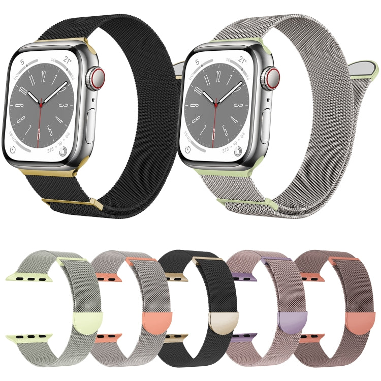 For Apple Watch Series 8 41mm Two Color Milanese Loop Magnetic Watch Band(Black Gold) - Watch Bands by PMC Jewellery | Online Shopping South Africa | PMC Jewellery