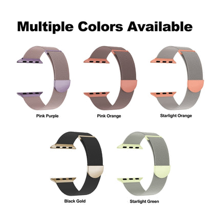 For Apple Watch Series 8 45mm Two Color Milanese Loop Magnetic Watch Band(Pink Orange) - Watch Bands by PMC Jewellery | Online Shopping South Africa | PMC Jewellery