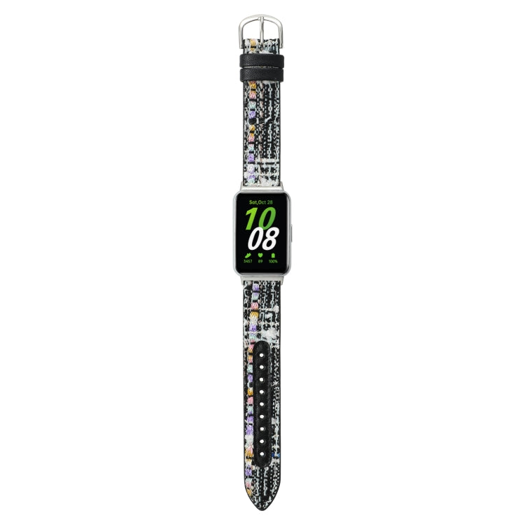 For Samsung Galaxy Fit 3 Woolen Leather Watch Band(Black) - Watch Bands by PMC Jewellery | Online Shopping South Africa | PMC Jewellery