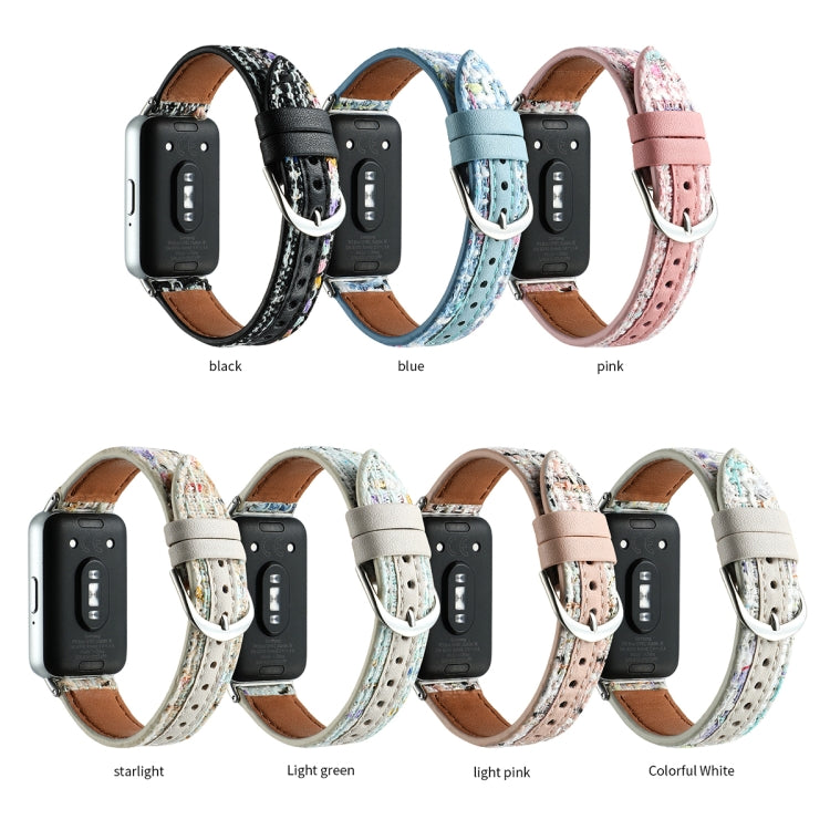 For Samsung Galaxy Fit 3 Woolen Leather Watch Band(Colorful White) - Watch Bands by PMC Jewellery | Online Shopping South Africa | PMC Jewellery