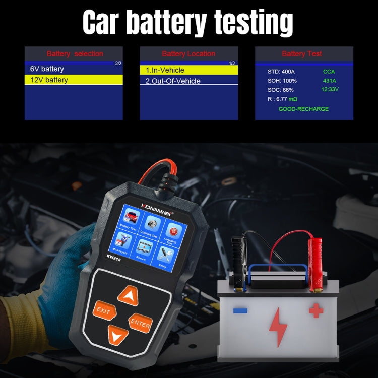 KONNWEI KW218 2.4 inch Color Screen Car Battery Tester(Black) - Code Readers & Scan Tools by KONNWEI | Online Shopping South Africa | PMC Jewellery