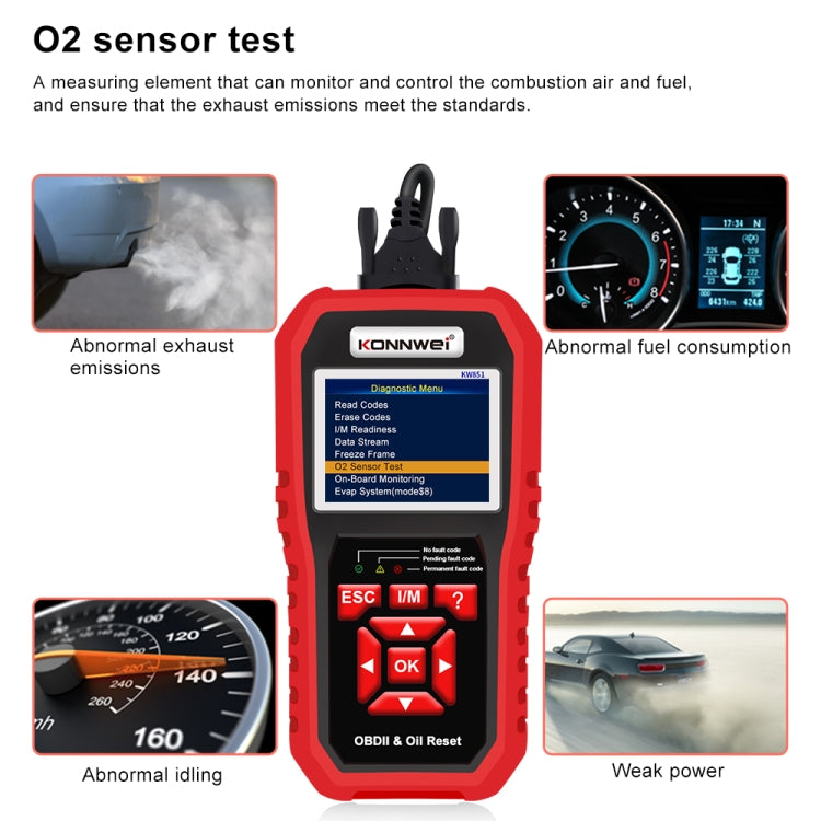 KONNWEI KW851 2 in 1 Car OBDll Scanner Diagnostic Tool Oil Service Light Reset(Black) - Code Readers & Scan Tools by KONNWEI | Online Shopping South Africa | PMC Jewellery | Buy Now Pay Later Mobicred