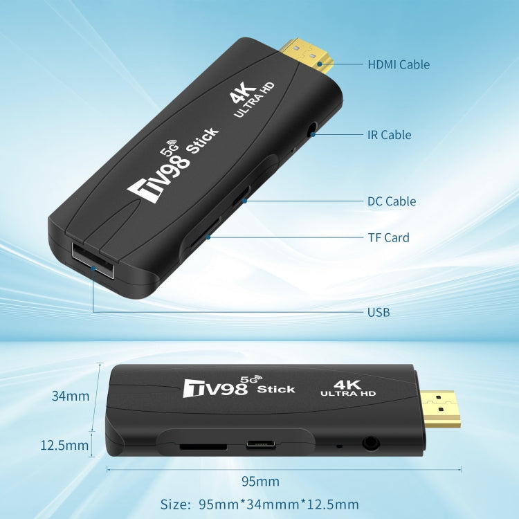 TV98 Rockchip 3228A Quad Core 4K HD Bluetooth Android TV Stick, RAM:4GB+32GB(UK Plug) - Android TV Sticks by PMC Jewellery | Online Shopping South Africa | PMC Jewellery | Buy Now Pay Later Mobicred