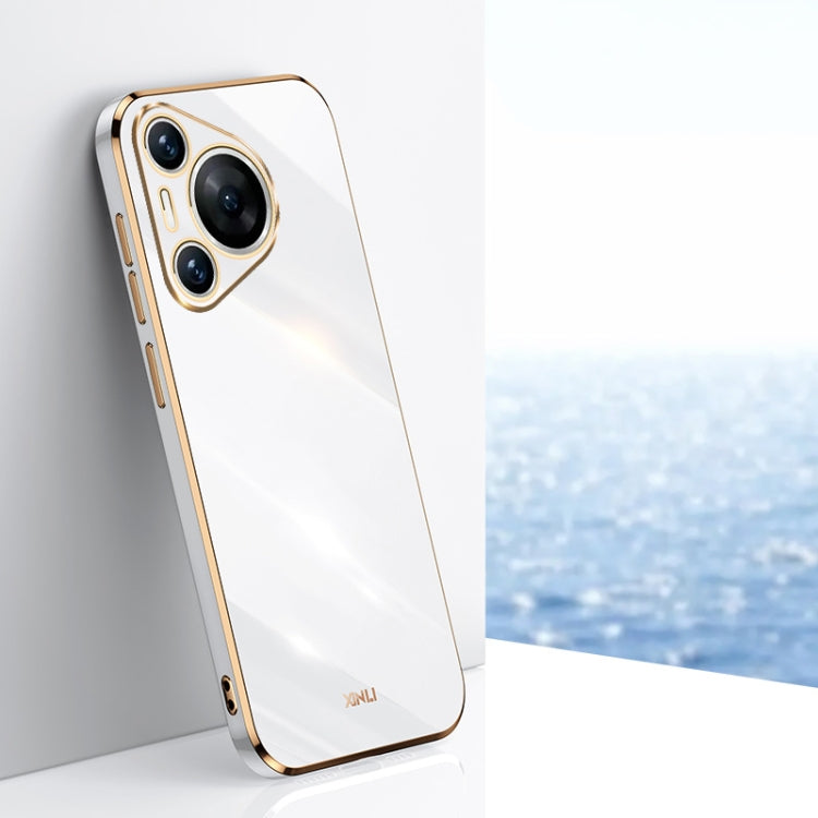 For Huawei Pura 70 Pro / Pura 70 Pro+ XINLI Straight 6D Plating Gold Edge TPU Phone Case(White) - Huawei Cases by XINLI | Online Shopping South Africa | PMC Jewellery | Buy Now Pay Later Mobicred