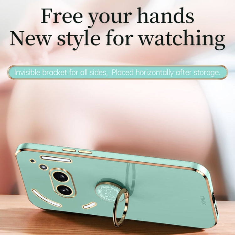 For Nothing Phone 2A XINLI Straight Edge 6D Electroplate TPU Phone Case with Ring Holder(Pink) - Nothing Cases by XINLI | Online Shopping South Africa | PMC Jewellery | Buy Now Pay Later Mobicred