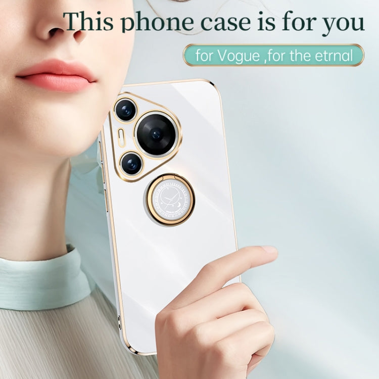 For Huawei Pura 70 Pro / Pura 70 Pro+ XINLI Straight 6D Plating Gold Edge TPU Shockproof Case with Ring Holder(Celestial Blue) - Huawei Cases by XINLI | Online Shopping South Africa | PMC Jewellery | Buy Now Pay Later Mobicred