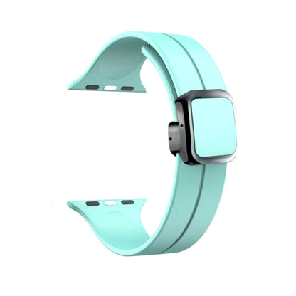 For Apple Watch SE 2023 40mm Magnetic Square Buckle Silicone Watch Band(Sapphire Blue) - Watch Bands by PMC Jewellery | Online Shopping South Africa | PMC Jewellery