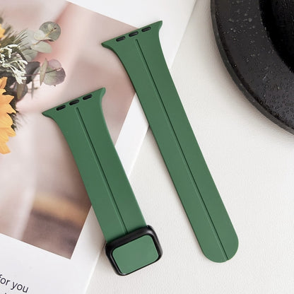 For Apple Watch SE 2023 40mm Magnetic Square Buckle Silicone Watch Band(Alfalfa) - Watch Bands by PMC Jewellery | Online Shopping South Africa | PMC Jewellery