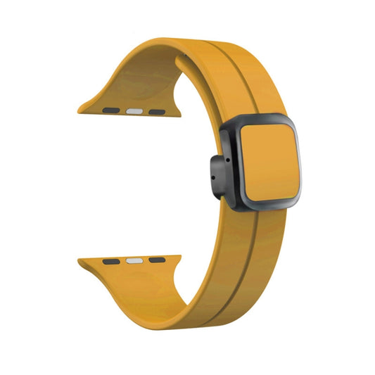 For Apple Watch Ultra 2 49mm Magnetic Square Buckle Silicone Watch Band(Yellow) - Watch Bands by PMC Jewellery | Online Shopping South Africa | PMC Jewellery