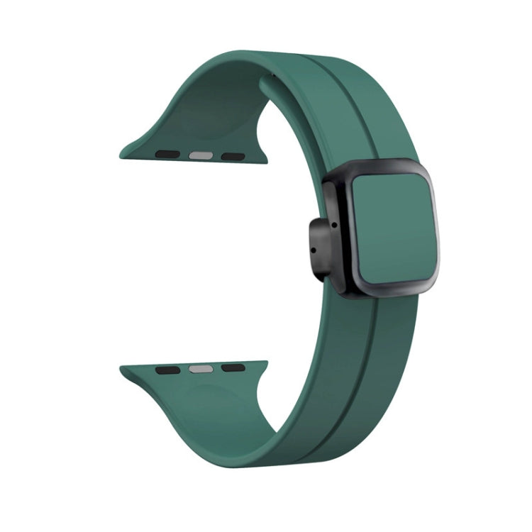 For Apple Watch Ultra 2 49mm Magnetic Square Buckle Silicone Watch Band(Pine Green) - Watch Bands by PMC Jewellery | Online Shopping South Africa | PMC Jewellery