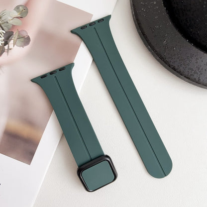 For Apple Watch Series 9 41mm Magnetic Square Buckle Silicone Watch Band(Pine Green) - Watch Bands by PMC Jewellery | Online Shopping South Africa | PMC Jewellery