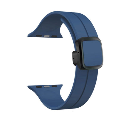 For Apple Watch Series 8 45mm Magnetic Square Buckle Silicone Watch Band(Midnight Blue) - Watch Bands by PMC Jewellery | Online Shopping South Africa | PMC Jewellery