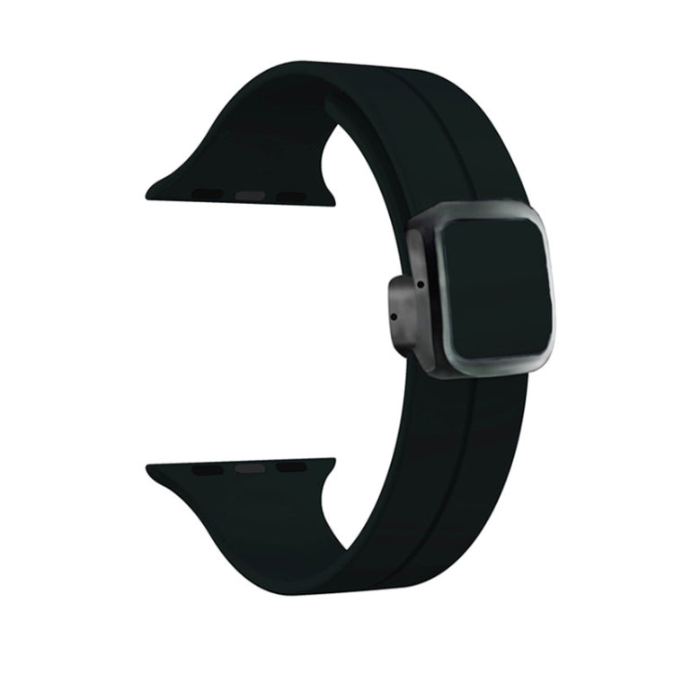 For Apple Watch SE 2022 40mm Magnetic Square Buckle Silicone Watch Band(Black) - Watch Bands by PMC Jewellery | Online Shopping South Africa | PMC Jewellery