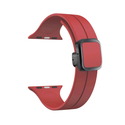 For Apple Watch Series 6 40mm Magnetic Square Buckle Silicone Watch Band(Red) - Watch Bands by PMC Jewellery | Online Shopping South Africa | PMC Jewellery