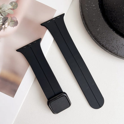 For Apple Watch Series 5 40mm Magnetic Square Buckle Silicone Watch Band(Black) - Watch Bands by PMC Jewellery | Online Shopping South Africa | PMC Jewellery