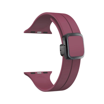 For Apple Watch Series 5 40mm Magnetic Square Buckle Silicone Watch Band(Wine Red) - Watch Bands by PMC Jewellery | Online Shopping South Africa | PMC Jewellery