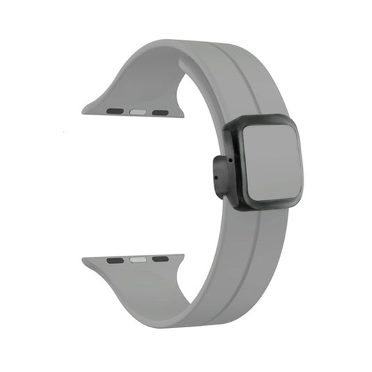 For Apple Watch Series 5 40mm Magnetic Square Buckle Silicone Watch Band(Cloud Gray) - Watch Bands by PMC Jewellery | Online Shopping South Africa | PMC Jewellery