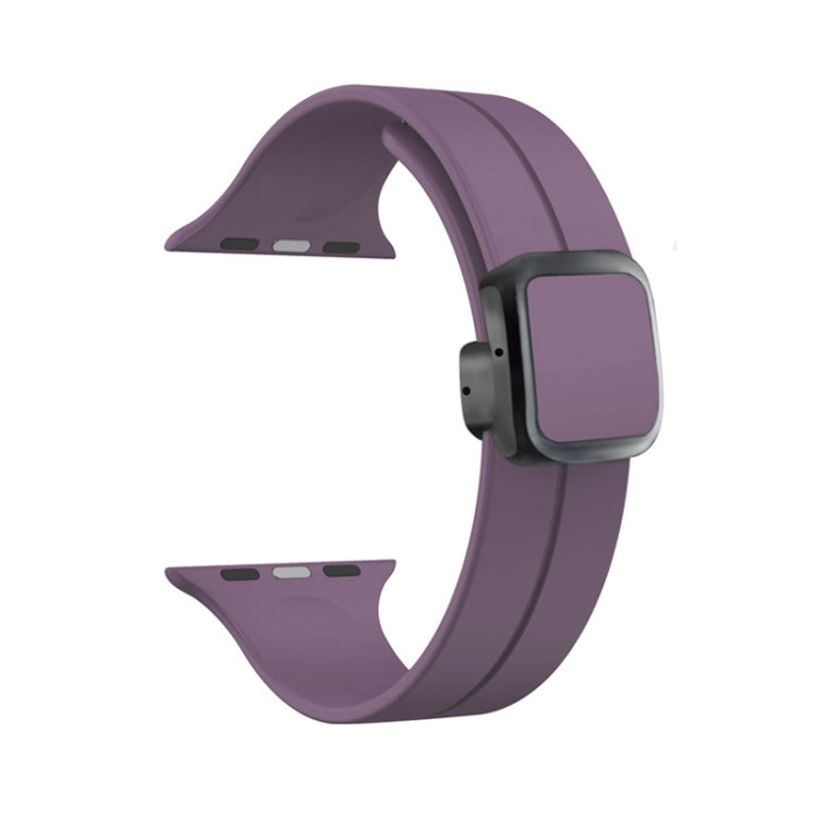 For Apple Watch Series 4 44mm Magnetic Square Buckle Silicone Watch Band(Fruit Purple) - Watch Bands by PMC Jewellery | Online Shopping South Africa | PMC Jewellery