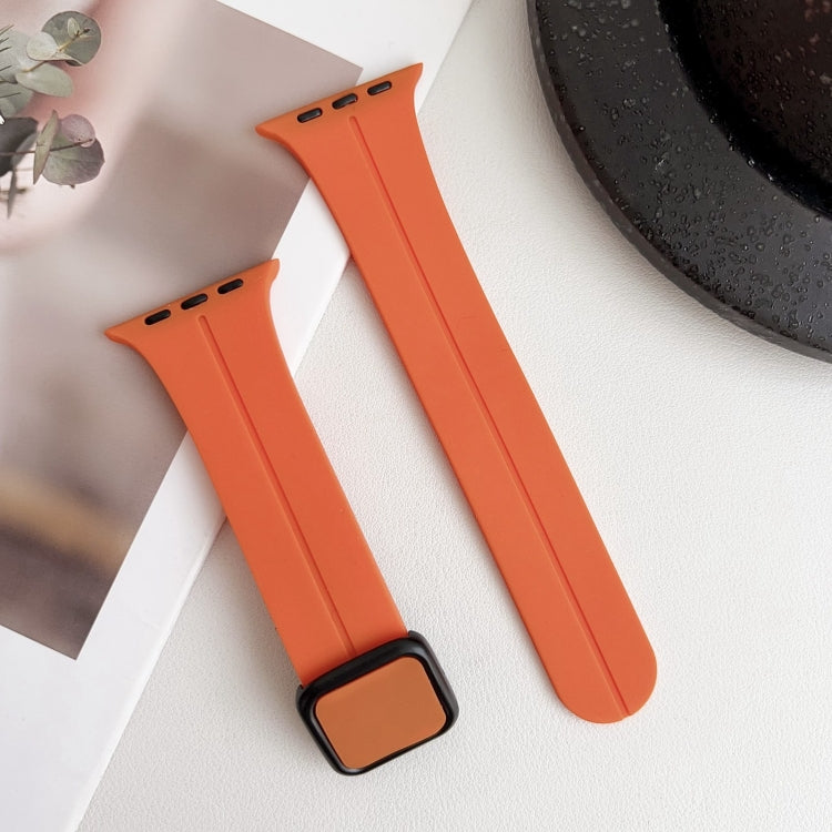 For Apple Watch Series 4 40mm Magnetic Square Buckle Silicone Watch Band(Orange) - Watch Bands by PMC Jewellery | Online Shopping South Africa | PMC Jewellery