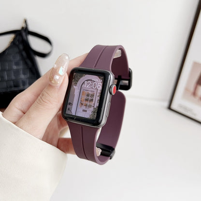 For Apple Watch 38mm Magnetic Square Buckle Silicone Watch Band(Fruit Purple) - Watch Bands by PMC Jewellery | Online Shopping South Africa | PMC Jewellery