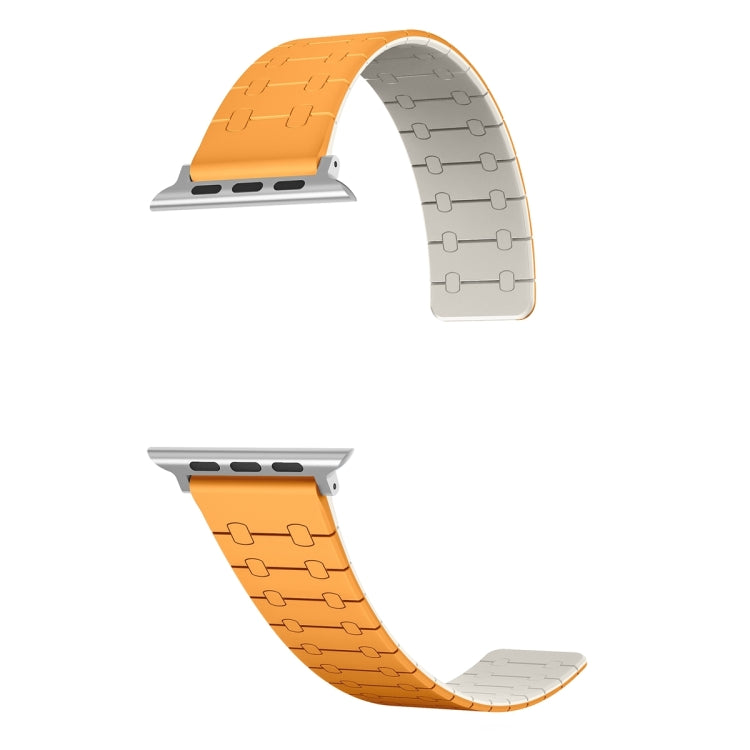 For Apple Watch SE 2023 44mm Two Color Loop Magnetic Silicone Watch Band(Orange+Starlight) - Watch Bands by PMC Jewellery | Online Shopping South Africa | PMC Jewellery