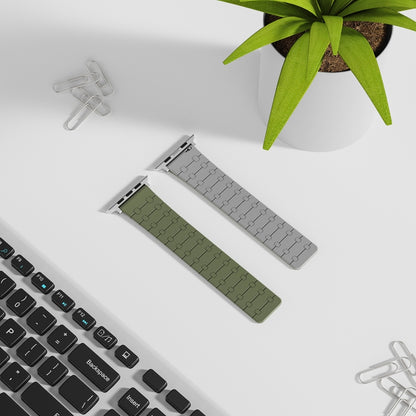 For Apple Watch SE 2023 40mm Two Color Loop Magnetic Silicone Watch Band(Green+Grey) - Watch Bands by PMC Jewellery | Online Shopping South Africa | PMC Jewellery