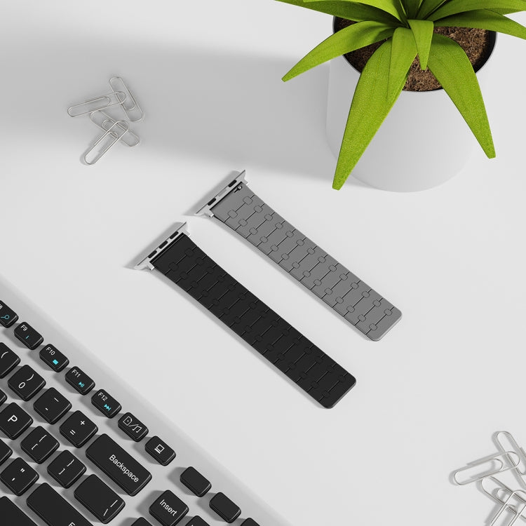 For Apple Watch Series 9 45mm Two Color Loop Magnetic Silicone Watch Band(Black+Grey) - Watch Bands by PMC TechLife | Online Shopping South Africa | PMC TechLife