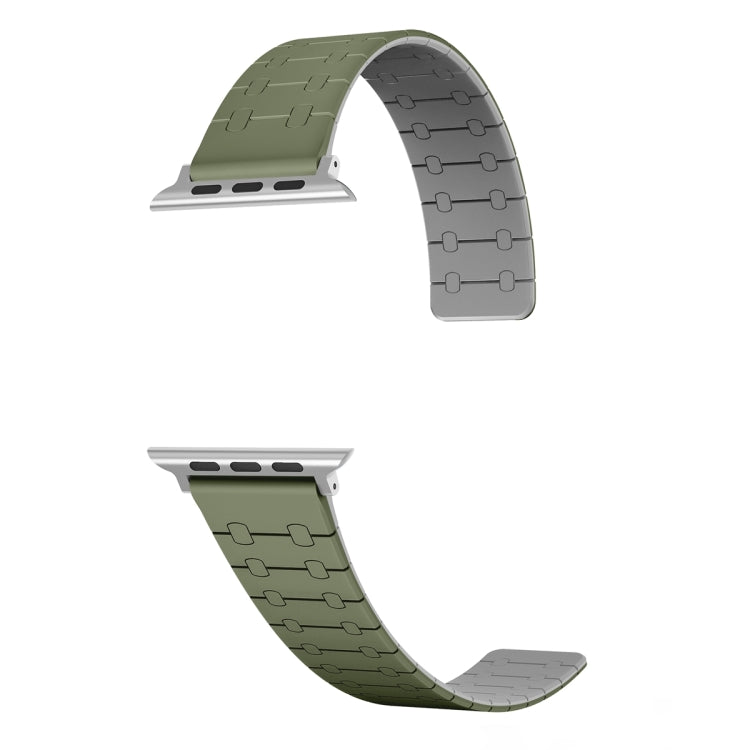 For Apple Watch SE 40mm Two Color Loop Magnetic Silicone Watch Band(Green+Grey) - Watch Bands by PMC TechLife | Online Shopping South Africa | PMC TechLife
