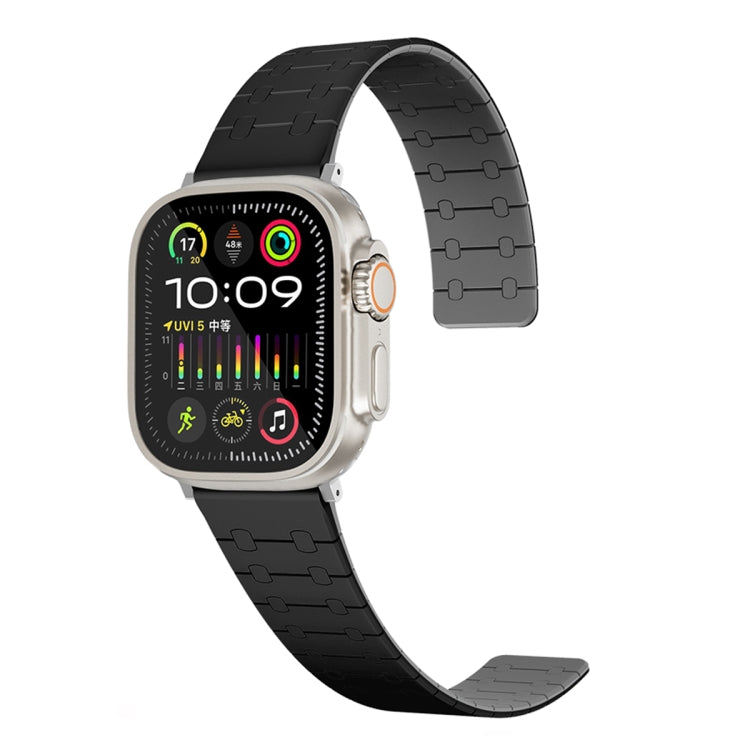 For Apple Watch SE 44mm Two Color Loop Magnetic Silicone Watch Band(Black+Grey) - Watch Bands by PMC TechLife | Online Shopping South Africa | PMC TechLife