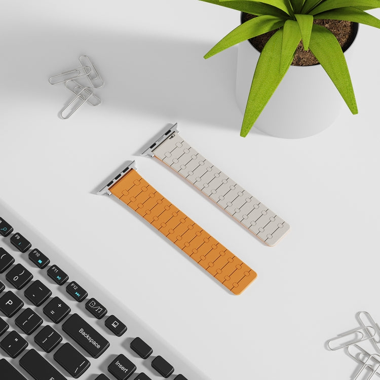For Apple Watch Series 6 40mm Two Color Loop Magnetic Silicone Watch Band(Orange+Starlight) - Watch Bands by PMC TechLife | Online Shopping South Africa | PMC TechLife