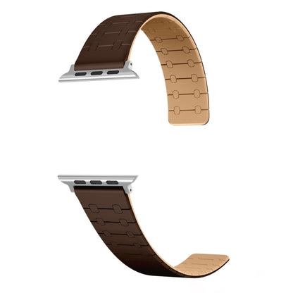 For Apple Watch Series 5 44mm Two Color Loop Magnetic Silicone Watch Band(Dark Brown+Light Brown) - Watch Bands by PMC Jewellery | Online Shopping South Africa | PMC Jewellery