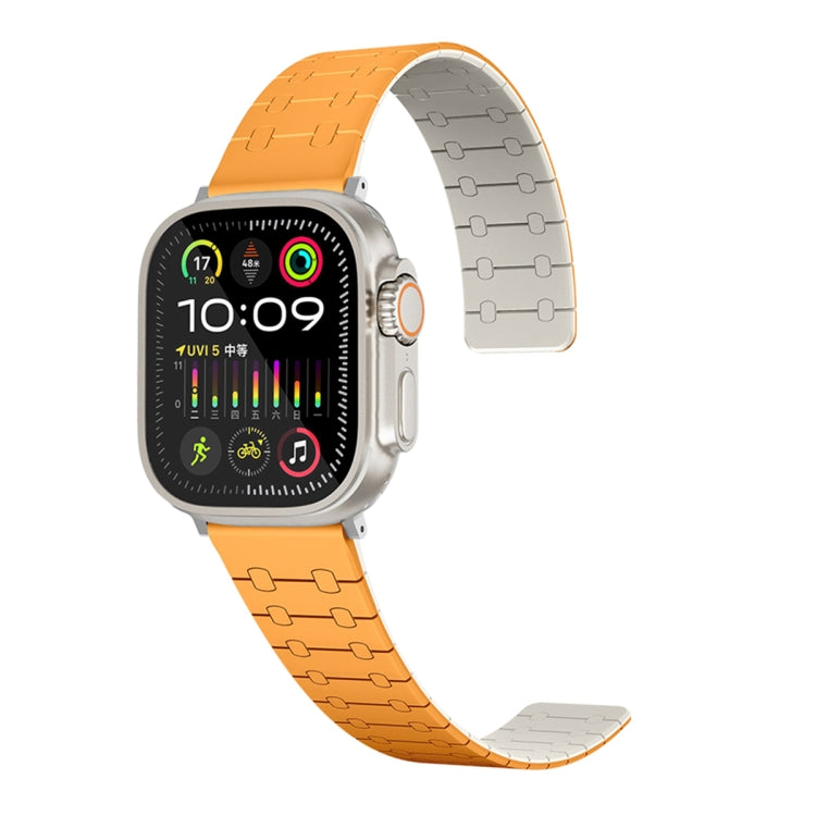 For Apple Watch Series 4 44mm Two Color Loop Magnetic Silicone Watch Band(Orange+Starlight) - Watch Bands by PMC TechLife | Online Shopping South Africa | PMC TechLife