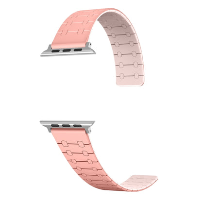 For Apple Watch Series 4 44mm Two Color Loop Magnetic Silicone Watch Band(Peach+Light Pink) - Watch Bands by PMC Jewellery | Online Shopping South Africa | PMC Jewellery