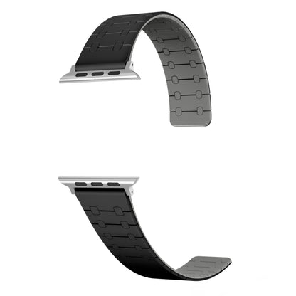 For Apple Watch Series 3 38mm Two Color Loop Magnetic Silicone Watch Band(Black+Grey) - Watch Bands by PMC Jewellery | Online Shopping South Africa | PMC Jewellery