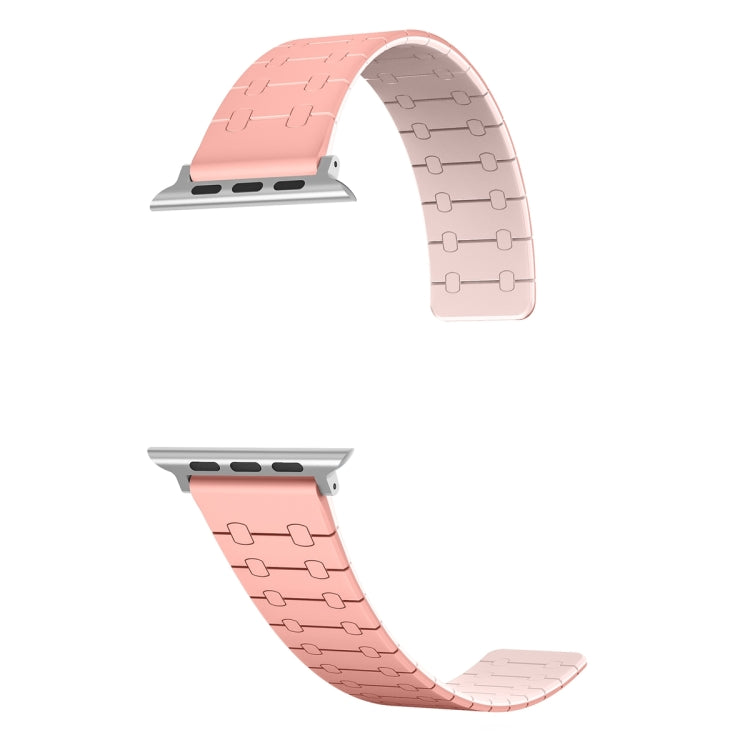 For Apple Watch Series 3 38mm Two Color Loop Magnetic Silicone Watch Band(Peach+Light Pink) - Watch Bands by PMC Jewellery | Online Shopping South Africa | PMC Jewellery