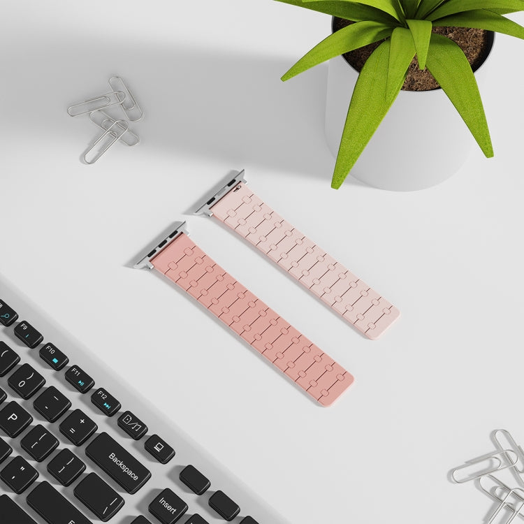 For Apple Watch 42mm Two Color Loop Magnetic Silicone Watch Band(Peach+Light Pink) - Watch Bands by PMC TechLife | Online Shopping South Africa | PMC TechLife