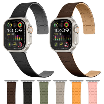 For Apple Watch Series 4 44mm Two Color Loop Magnetic Silicone Watch Band(Dark Brown+Light Brown) - Watch Bands by PMC Jewellery | Online Shopping South Africa | PMC Jewellery