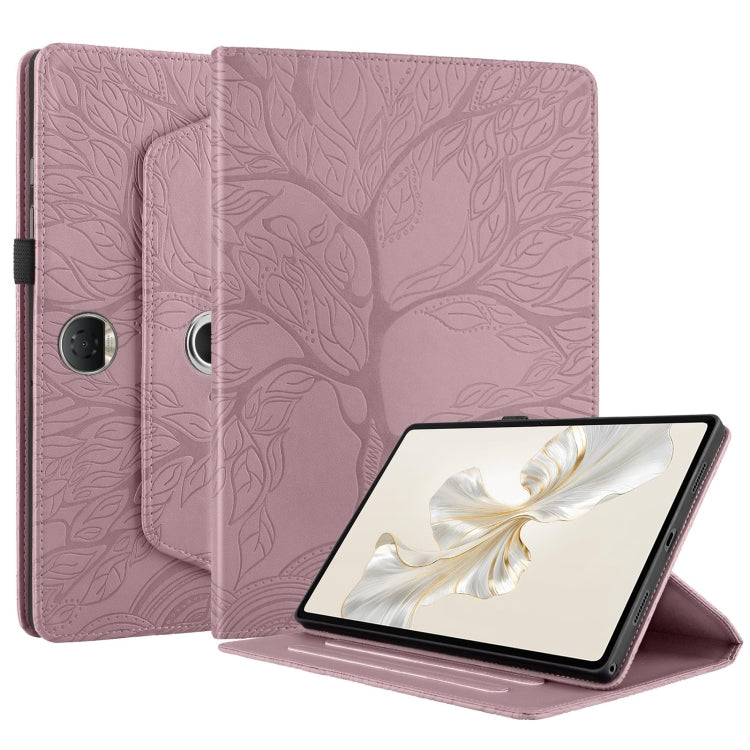 For Honor Pad 9 Tree Life Embossed Rotation Leather Tablet Case(Rose Gold) - Honor by PMC TechLife | Online Shopping South Africa | PMC TechLife | Buy Now Pay Later Mobicred
