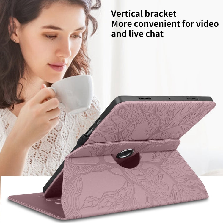 For Honor Pad 9 Tree Life Embossed Rotation Leather Tablet Case(Rose Gold) - Honor by PMC TechLife | Online Shopping South Africa | PMC TechLife | Buy Now Pay Later Mobicred